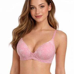 Lucky Brand Bra 34C Underwire Pink Light Lift Demi Floral Pink NWT